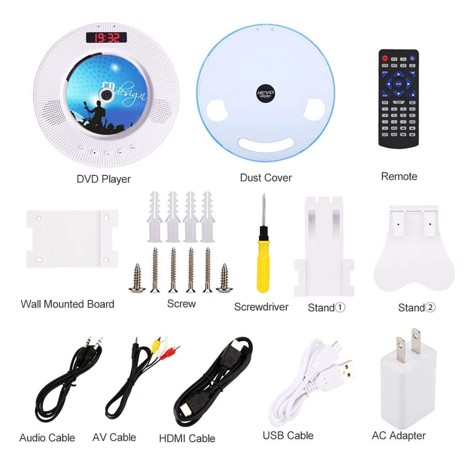 ZXNQ Portable CD/DVD Player with Bluetooth, with HDMI AUX Input